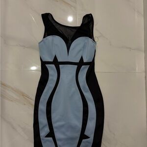 Blue and Black Women's Body con Dress
